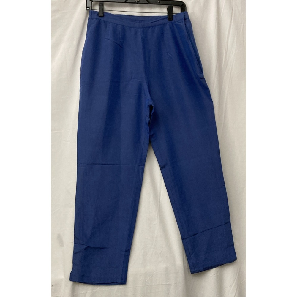 Marisa‎ Baratelli Women's Blue Silk Side Zip Flat Front Pants - SZ 4